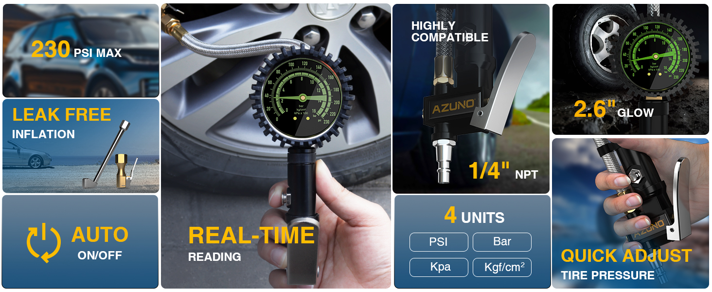 tire inflator with gauge