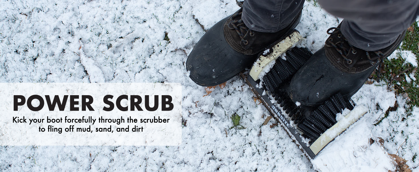 Close up of scrubber being used in the snow