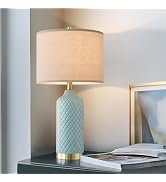 G-SAFAVA 24.25" Modern Ceramic Blue Lamps for Living Room & Bedside, Farmhouse & Boho Style, Coas...