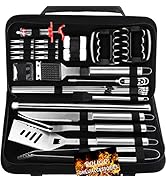 POLIGO 28PC Exclusive BBQ Grill Accessories in Carrying Bag for Birthday Christmas Grilling Gifts...