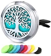 Car Aromatherapy Essential Oil Diffuser Locket Tree of Life Pattern Stainless Steel Car Air Fresh...