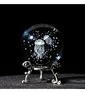 HDCRYSTALGIFTS 3D Laser Engraved Jellyfish with Star Ocean -2.3inch (60mm) Crystal Decorative Bal...