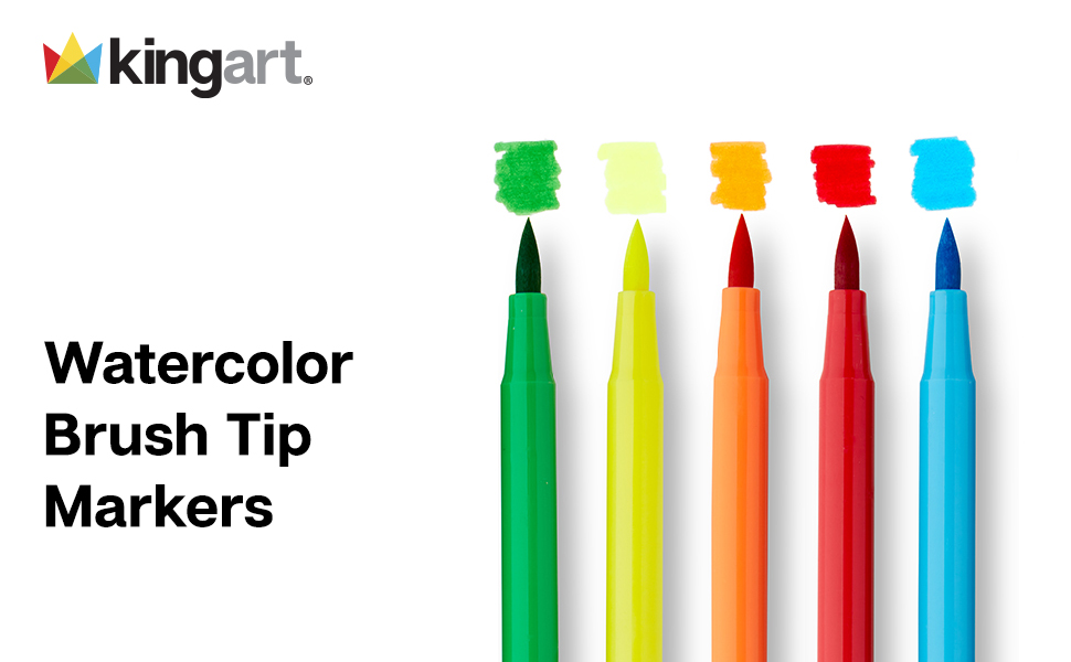 Watercolor Brush Tip Markers - 12 Colors
