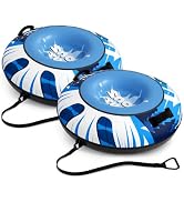 47" Snow Tubes with Canvas Covers, 2-Pack Heavy-Duty Inflatable Snow Sleds | For kids and adults,...
