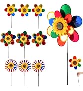 ZOOFOX 9 Pack Sunflower Pinwheels, Pinwheels for Yard and Garden, Colorful Rainbow Wind Spinners ...