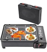 PortableTabletop BBQ Grill, Butane Gas Grill, Adjustable Firepower Mini Propane Grill With Carry ...