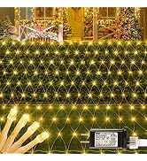 HEYFUNi 192 LED Christmas Net Lights Plug in, 9.8FT x 6.6FT Warm White | Connectable Mesh Christm...