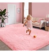Pink Carpet Fluffy Area Rugs for Bedoom Girls, Ultra Soft Fuzzy Furry Shag Rug for Living Room, U...