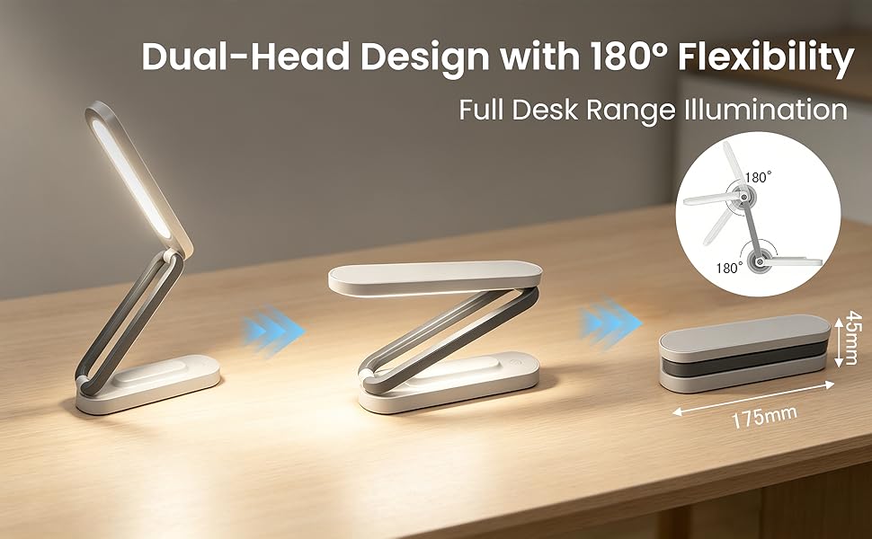 Rechargeable LED Desk Lamp, Foldable Portable Table Light ,Small Desk Lamp,Portable Bedside