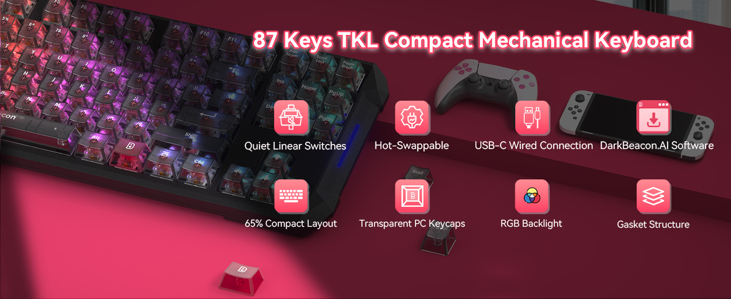 87 keys tenkeyless mechanical keyboard silent version