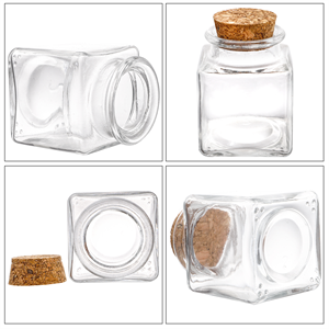 Dicunoy 20 PCS Glass Favor Jars with Cork Lids, 2oz Square Bottles for Herb Storage