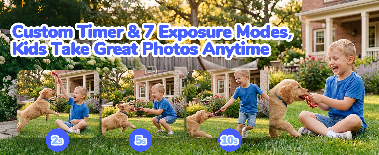 kids camera with timer function