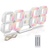 Deeyaple Led Digital Alarm Clock 3D Small Wall Clock Snooze Dimmable Time Memory 12/24 Date Tempe...