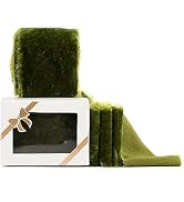 HUIHUANG Olive Green Velvet Ribbon 2 inch Handmade Fringe Frayed Silk Velvet Ribbon for Flower Bo...