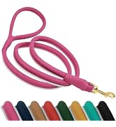 OOPSDOGGY Reflective Rolled Leather Dog Leash 6ft - Soft Leather Dog Lead for Small Medium Large ...