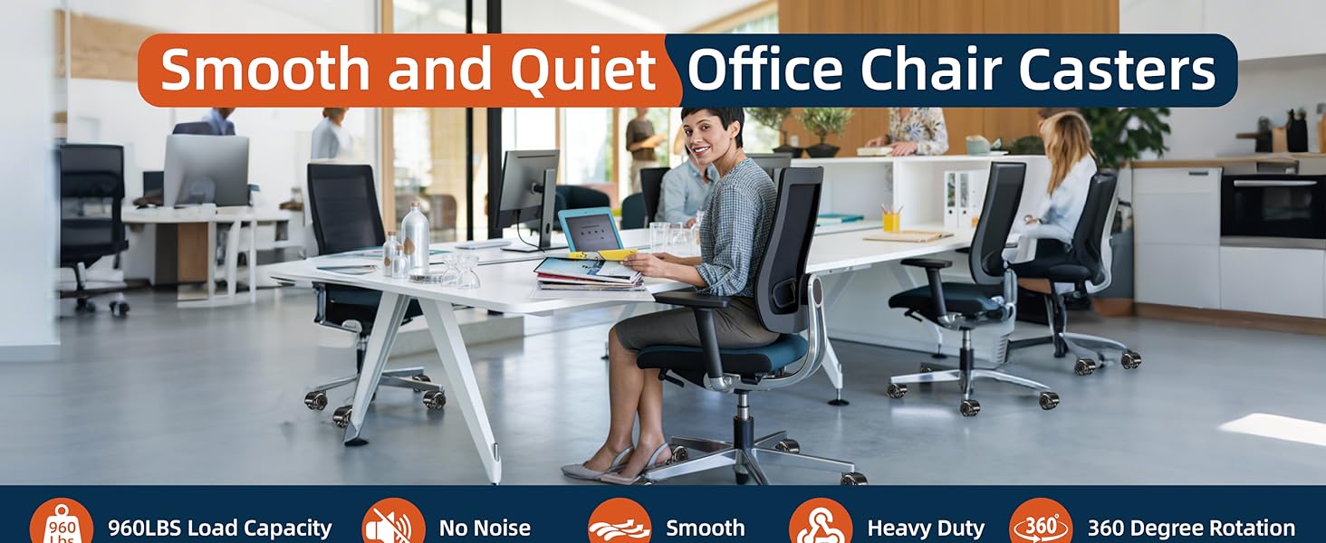Smooth and Quiet Office Chair Casters