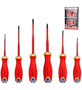 HAUTMEC 1000V VDE Insulated Screwdriver Set 6Piece Electrician Screwdriver Set with Forged S2 Sha...