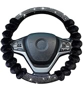 XCBYT Cute Girly Steering Wheel Covers - Black Car Decorations Accessories Fuzzy Bling Comfortabl...