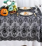 ShinyBeauty Lace Tablecloth Black 60x120-Inch Lace Table Overlay Rustic Lace Fabric Black-Lace-Ta...
