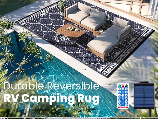 outdoor rug with lights