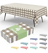 misaya 4 Packs Buffalo Disposable Table Cloth, 54 x 108 Inch Waterproof Plastic Tablecloth, Recta...