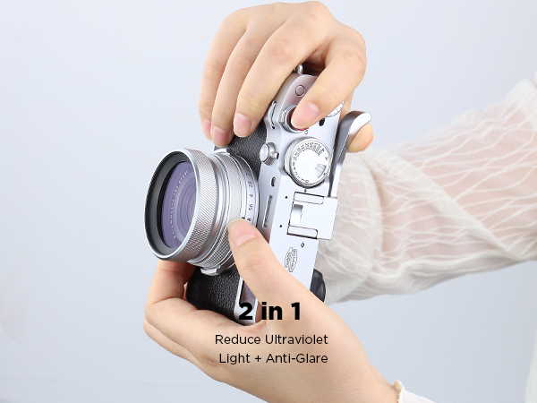 Haoge Metal Lens Hood MC UV Protection Multicoated Ultraviolet Lens Filter Fujifilm X100VI X100V