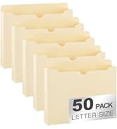 Manila File Jacket,10x12 Inches Jacket File Folders,2 Inch Expandable Sides Manila Folders,50 Pac...
