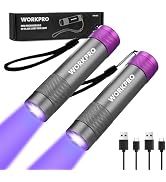 WORKPRO UV Flashlight Black Light, 2-Pack 365nm UV Rechargeable Flashlight, Mini Ultraviolet Flas...