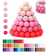 160PCS FIVEIZERO 12mm Silicone Beads for Keychain Making, Pink Mixed 6 Colors Round Silicone Bead...