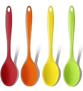 GEEKHOM Silicone Cooking Spoons, 4 Pieces 11" Heat Resistant Silicone Kitchen Utensils Set Large ...