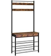 HOOBRO Hall Tree, Entryway Coat and Shoe Rack, Hall Tree with Bench, Shoe and Coat Rack with 2 Fa...