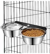 Dog Crate Water Bowl No Spill, 2 Pack Clip on Dog Crate Bowls Hanging, No Mess Metal Kennel Water...