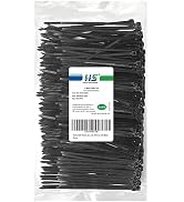HS Durable Plastic Zip Ties 4 Inch (Bulk-1000 Pack) Small Tie Wraps Thin 18 Lbs Self-Locking Nylo...