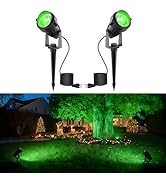 L LOHAS LED Christmas Spotlight Outdoor, Green Spot Lights for Yard, Auto On/Off 5W 120V Landscap...
