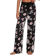 iniber Women's Comfy Pajama Pants Casual Lounge Pant Wide Leg Palazzo Stretch Drawstring Bottoms