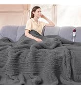LUZARTA Heated Blanket Full Size 72"X84" Grey with Soft Sherpa, 10H Timer | Double Sided Sherpa E...