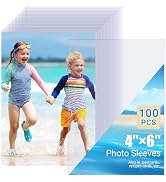 4x6 Photo Sleeves (100 Pack) – Top Loading Sheet Protectors, Archival Safe & Waterproof Plastic P...