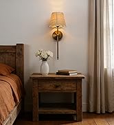 JIMUBEAM Industrial Vintage Wall Sconce Light, Boho Rattan Shade with Long Arm Antique Brass Wall...