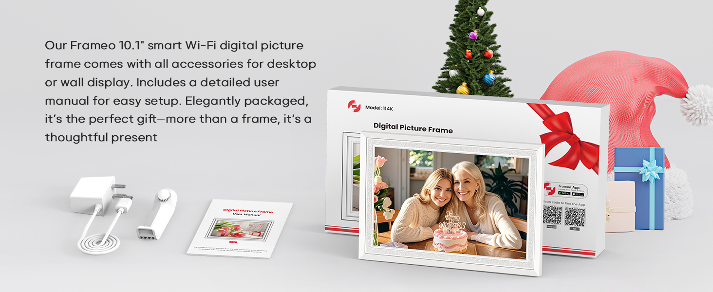 frameo digital picture photo video frame smart wifi HD IPS touch screen slideshow 32GB auto rotate