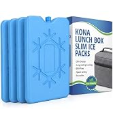 Kona 4 Pack Slim Ice Packs for Lunch Boxes & Coolers – Reusable, Quick Freeze, Space Saving Freez...