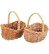 UKCOCO 2Pcs Mini Woven Storage Baskets with Handles | Small Rattan Flower Baskets for Party Favor...
