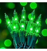 Hopolon St. Patrick's Day Mini String Lights, 2PACK 50Count 13Feet Incandescent Bulb Waterproof G...