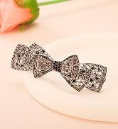 KKJOY Vintage Rhinestone Bow Hair Clips Barrettes Hand Crafted Spring Clip Metal Headpieces Weddi...