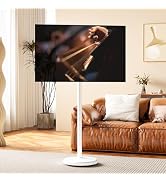 Hovadova Rolling TV Stand with Wheels for 10-46 Inch TVs, 88 lbs, White | Portrait or Landscape, ...