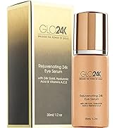GLO24K Eye Serum with 24k Gold, Hyaluronic Acid, and Vitamins A,C,E. Potent Formula for the delic...