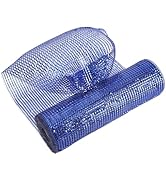 MEEDEE Navy Deco Mesh 10 Inch Deluxe Wide Foil Metallic Royal Blue with Navy Poly Mesh Navy Blue ...