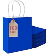 qiqee 100PCS Gift Bag with Handles Bulk Diamond Blue Paper Bags Multiple Uses (11
