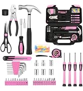 132 Piece Pink Tool Set, Womens Tool Kit for House, All Purpose Tool Kit for Home & Women, Small ...