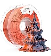 AMOLEN Silk PLA 3D Printer Filament, Dual Color Black Orange PLA 1.75mm, Shiny Color Change Filam...