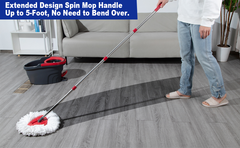 Spin Mop Handle, Mop Base and Refills Set